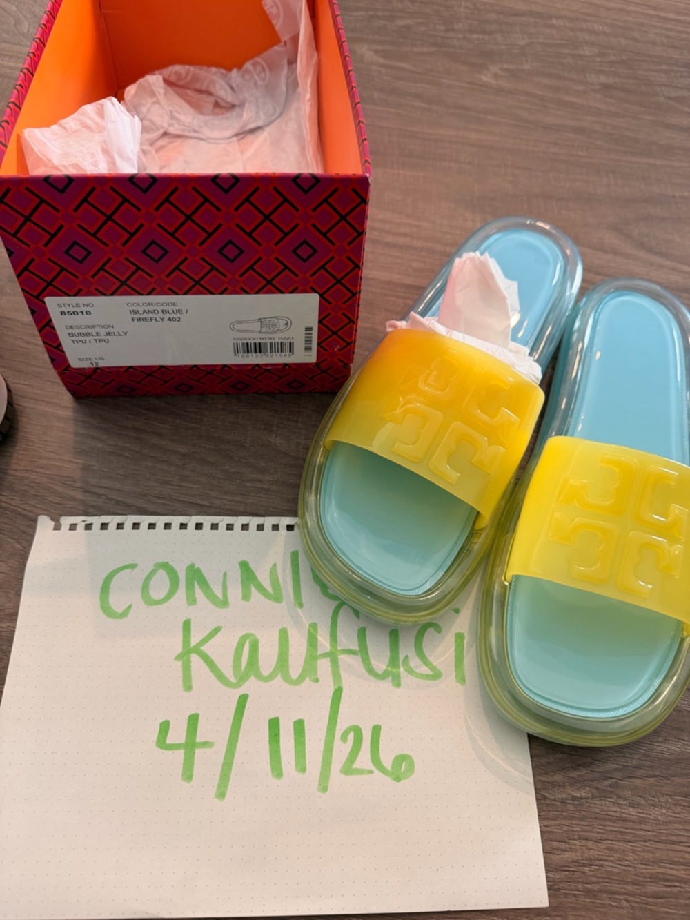 Tory Burch Kids Yellow & Light Blue Jelly Slide Sandals